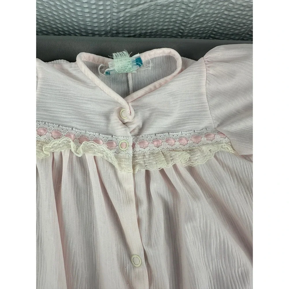 Vintage C.P. & Company Baby Sleeper Pink Lace Footed‎ Romper USA Size XL